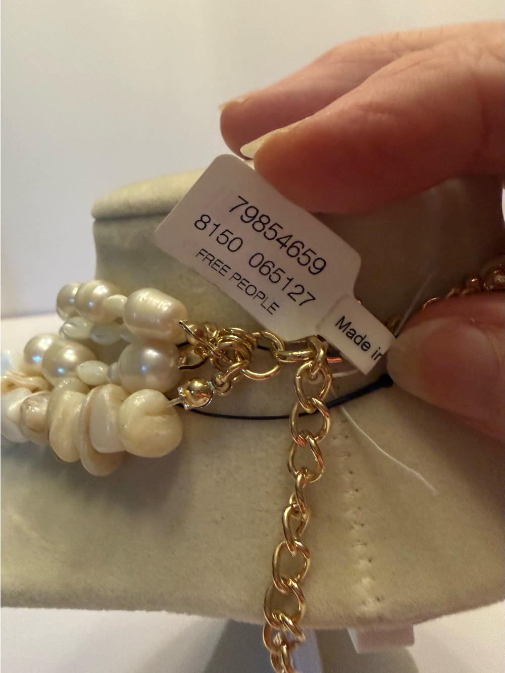 NWT Free People Pearl/Stones Multi-Strand Necklace w/Gold Cross Pendant 79854659 - Picture 6 of 7